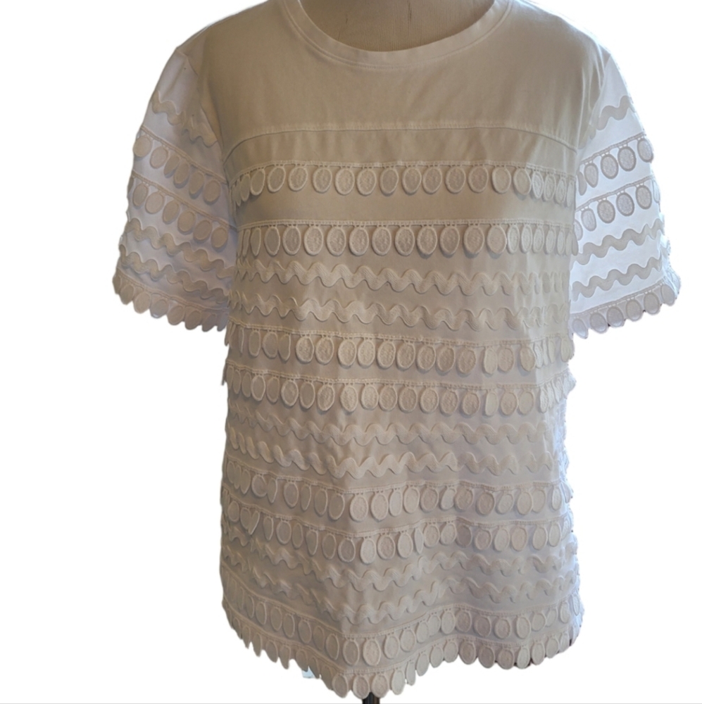 Cato White Textured Short Sleeve Top Size Large